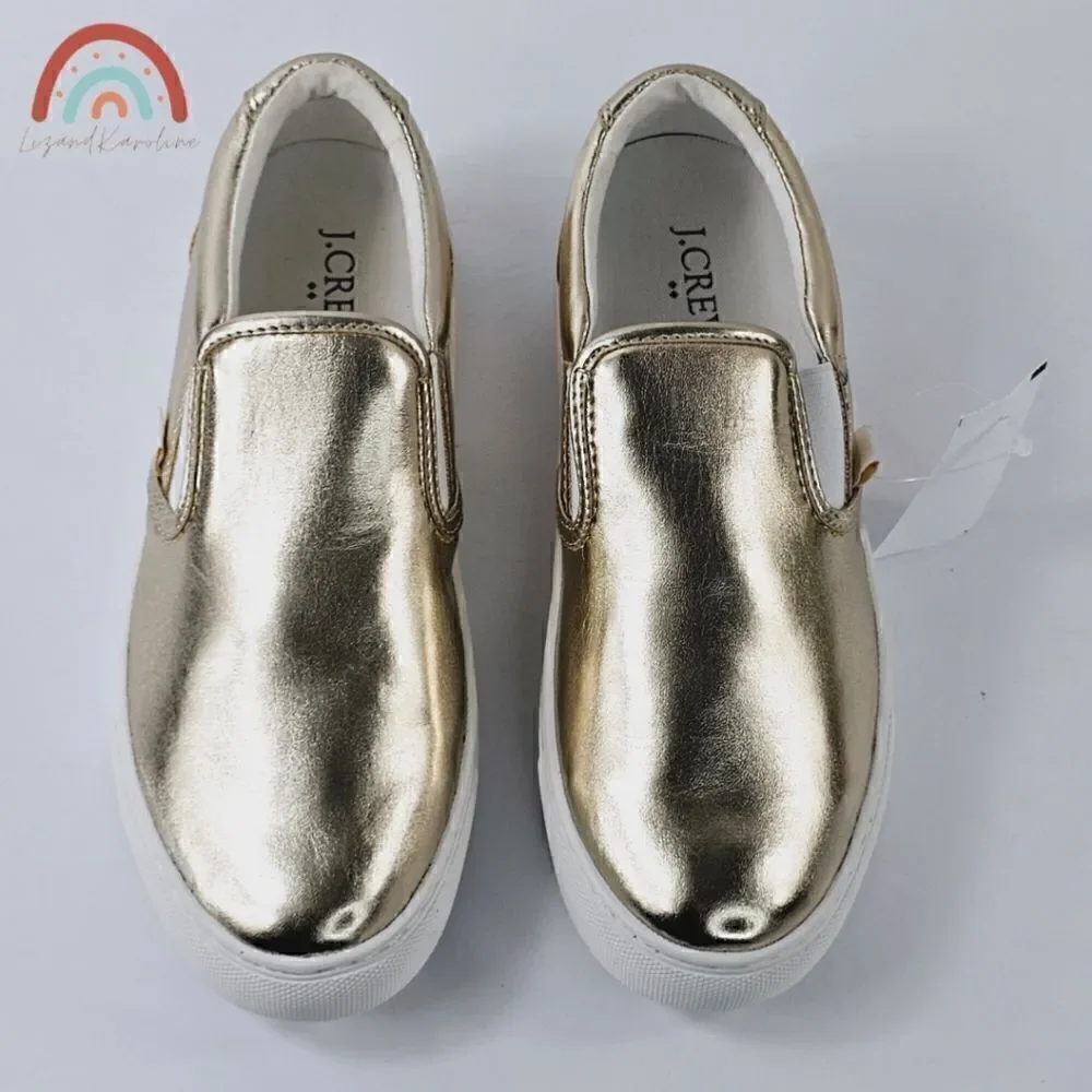 New! J. Crew Faux Leather Metallic Slip On Sneakers